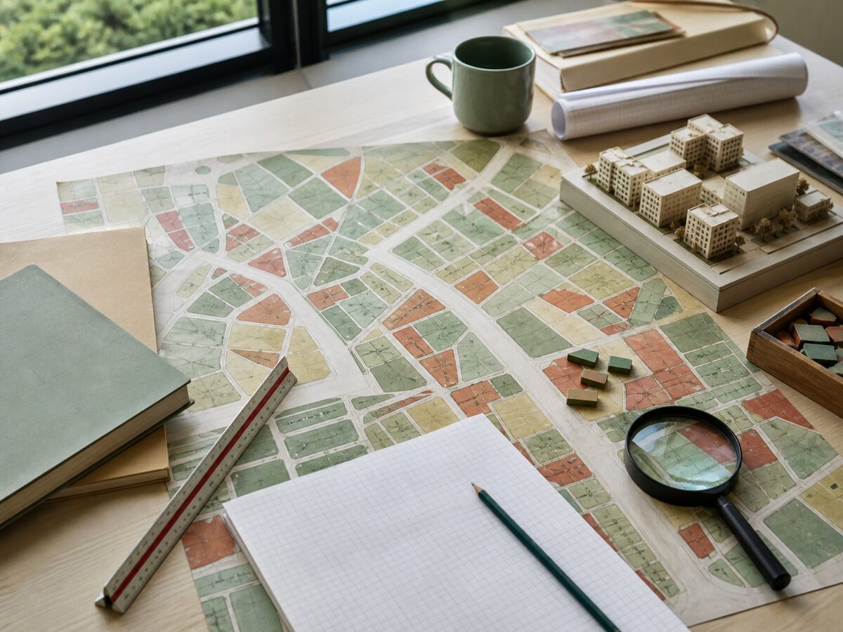 Maquette urbaine et parcelles pour choisir un indicateur immobilier